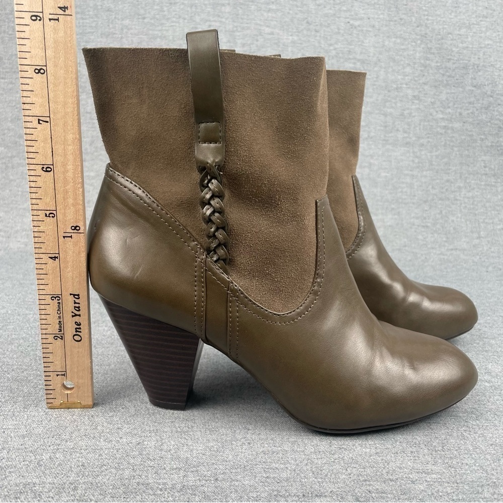 Jessica Simpson Boot Women 10 Olive Green Leather Ankle Bootie Suede Boho Hippie - Picture 14 of 14